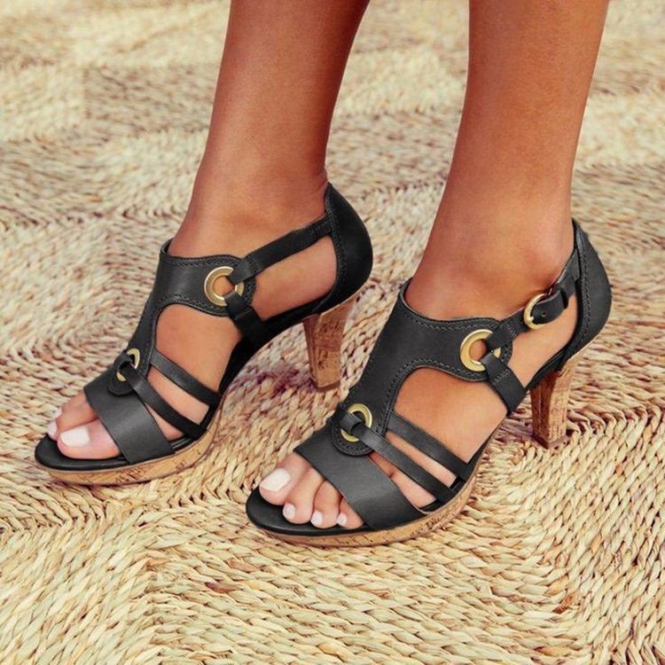 Women's Sandal Euro-roman Women's Shoe Style Cross Kitten Heel Shoes