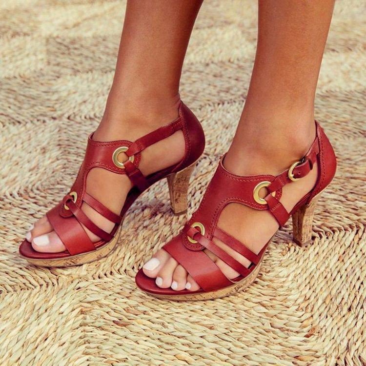 Women's Sandal Euro-roman Women's Shoe Style Cross Kitten Heel Shoes