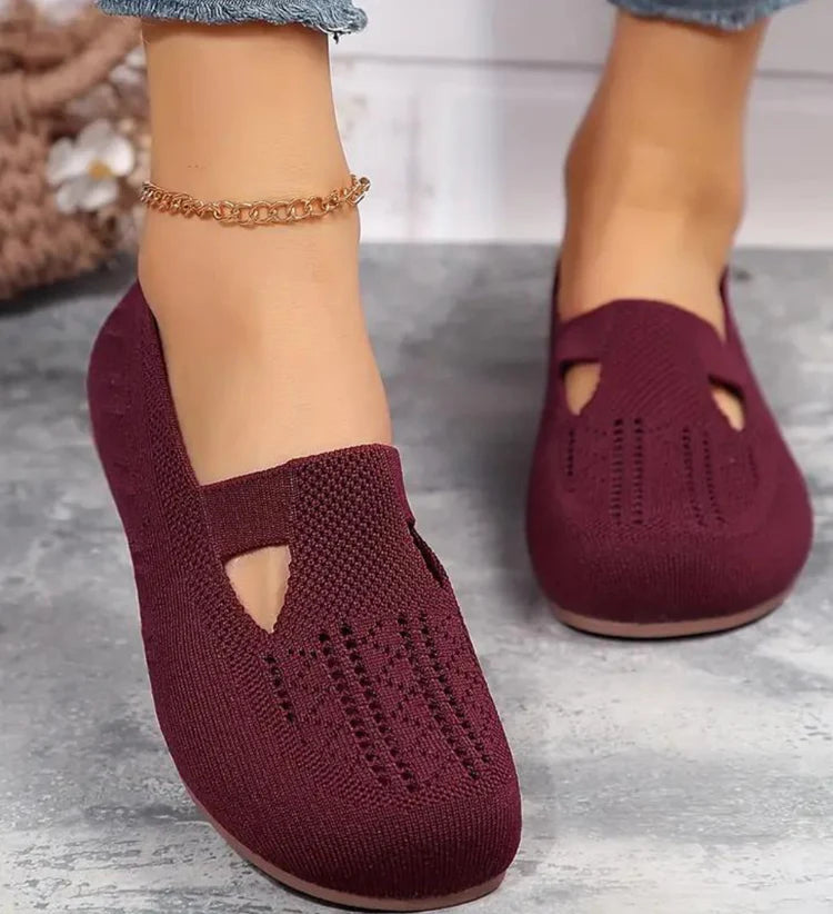 Women Walking Comfortable Breathable Knit Flats Shoes